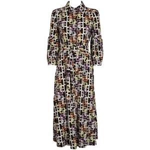 MARELLA Multicolor Geometric Long Sleeve Dress